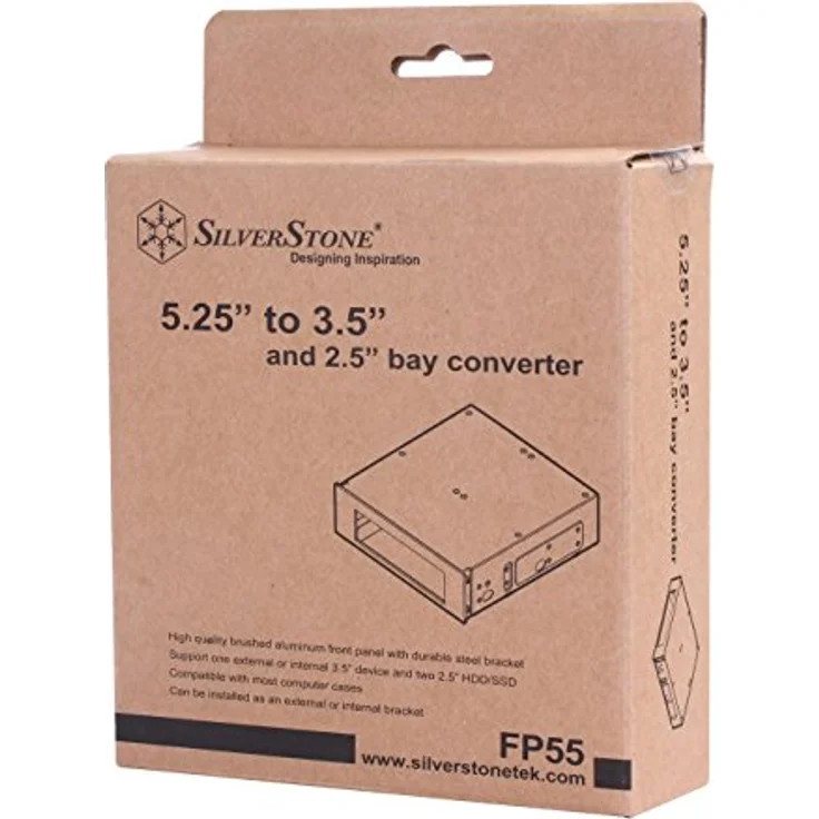 SilverStone SST-FP55B - Front Panel Adapter 5.25'' auf 3.5'' mit Halterung für 2x 2.5'' HDD-SSD, schwarz – Bild 3