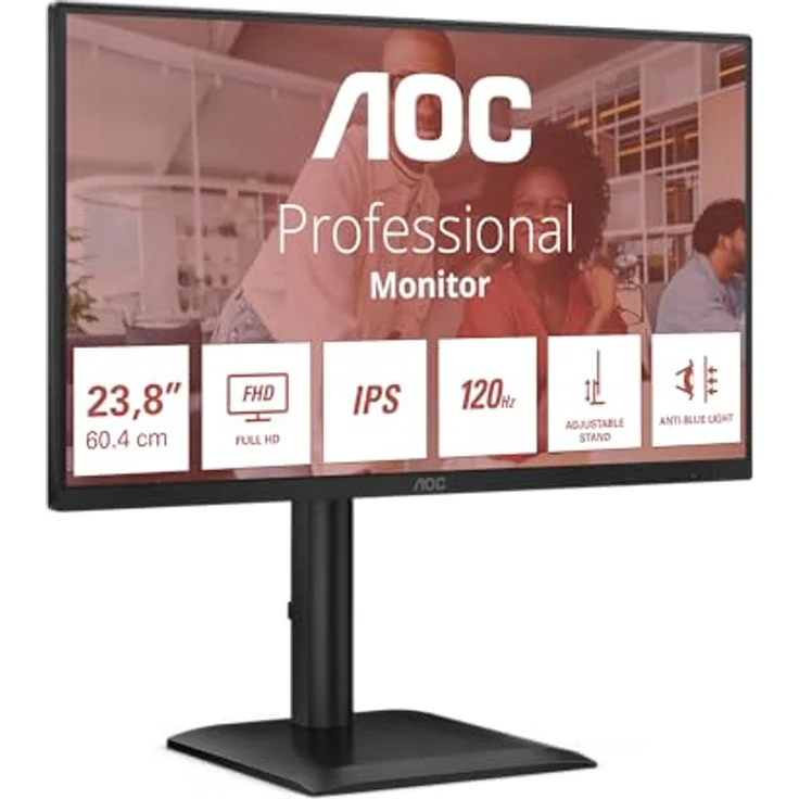 AOC 24E4U 24 Zoll FHD Monitor, 120Hz, IPS, 1ms MPRT, Adaptive Sync, HDR, Höhenverstellung, Schwarz – Bild 1