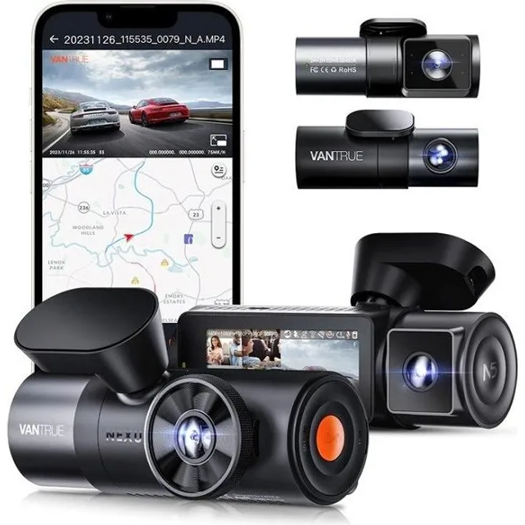 Vantrue N5 Nexus 5 (GPS-Empfänger, Eingebautes Display, WLAN), Dashcam, Schwarz