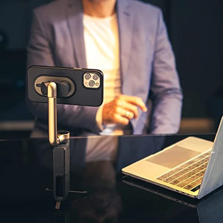 PowerVision S1 Gimbal, 3-Achsen Smartphone-Stabilisator mit eingebautem Stativ, kabelloser Powerbank und AI Tracking für Vlogging und TikTok, Schwarz – Bild 2