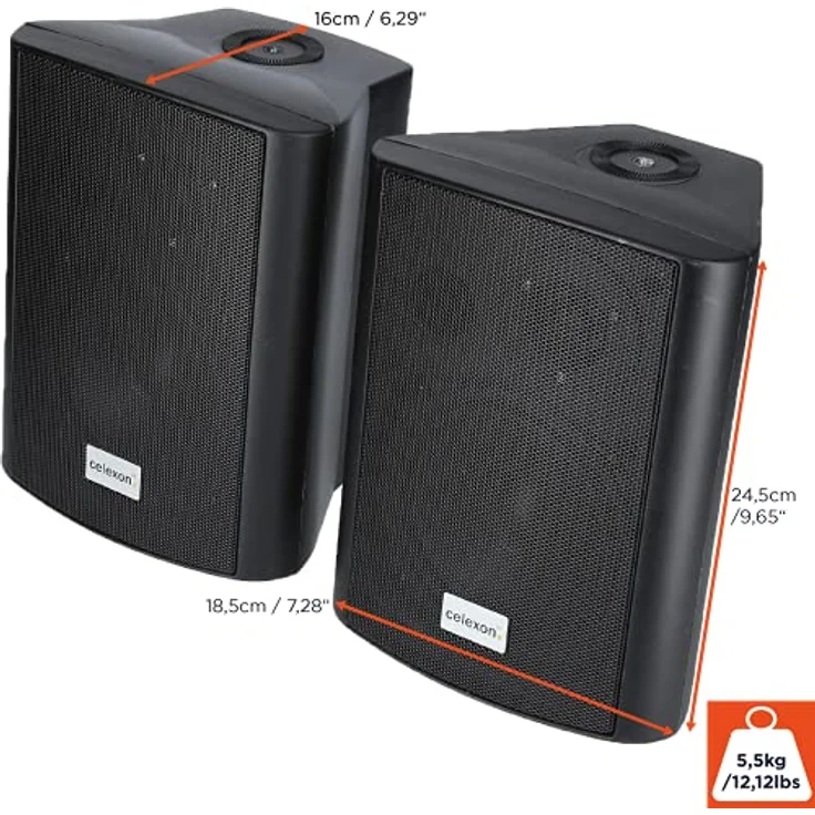 celexon Aktivlautsprecher-Set schwarz - 2X 30W - leistungsstarke Audio-Boxen - inkl Wandhalterung – Bild 2
