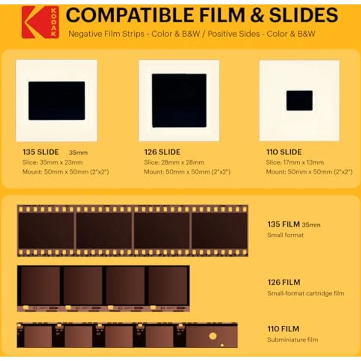 Kodak Slide N SCAN, Film- & Diascanner mit 7" LCD-Display, 22MP HD JPEG, Schwarz, RODFS70 – Bild 2