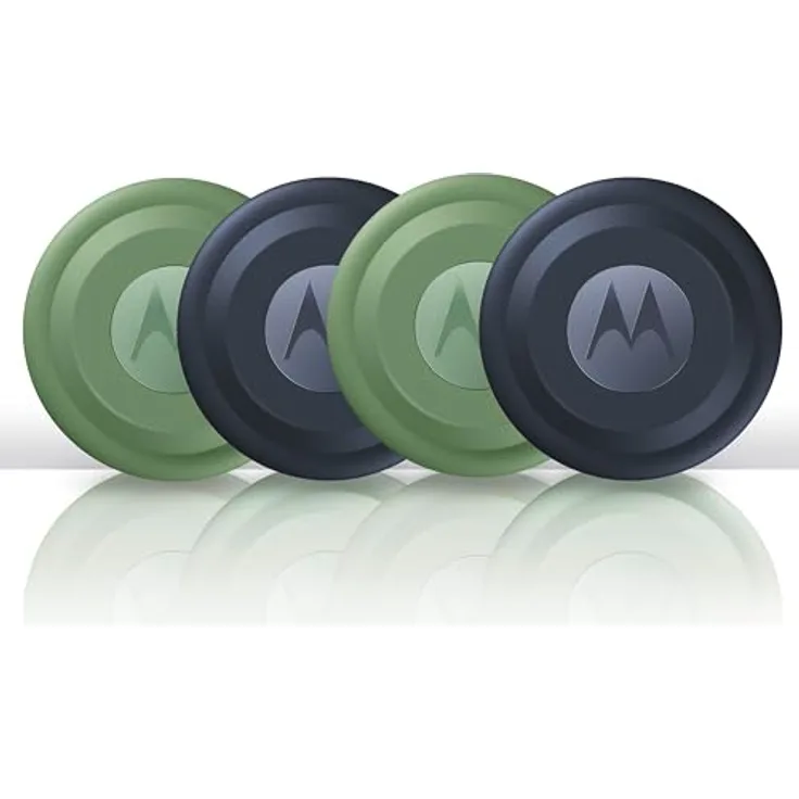 Motorola Moto Tag – Smart Tracker, 4er Pack (Android 9+ kompatibel, Bluetooth 5.4, IP67 Wasserschutz, USB-C, Ultrabreitband, Finder für Schlüssel, Gepäck UVM), 2X Jade Green + 2X Starlight Blue