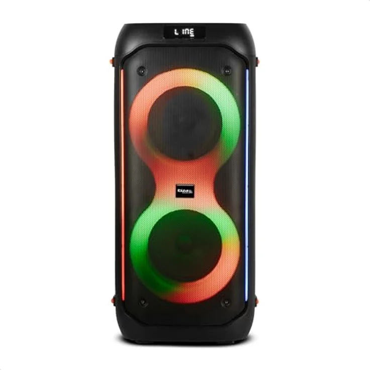 Ibiza COLUMBA600, leistungsstarker PA-Lautsprecher mit 2x6,5" Schallwand, wiederaufladbarer Batterie, Bluetooth, Micro-SD, USB, AUX, 2 MIC IN, TWS, mehrfarbige LED und Tragegriff – Bild 2