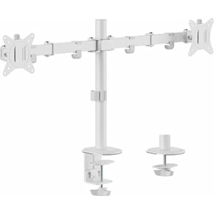 Equip 650167 17"-32" Gelenk-Tischhalterung für Dual-Monitore, weiß mit voll beweglicher Halterung und VESA-Plattendesign