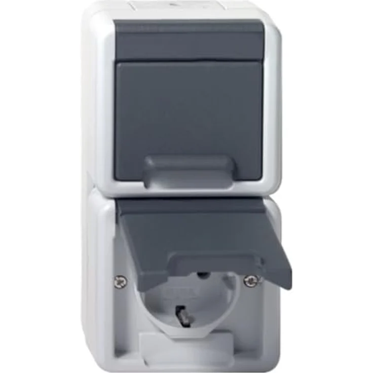 Gira Steckdose 478030, Schuko 2f senkr. KD WG AP Gr. – Bild 1