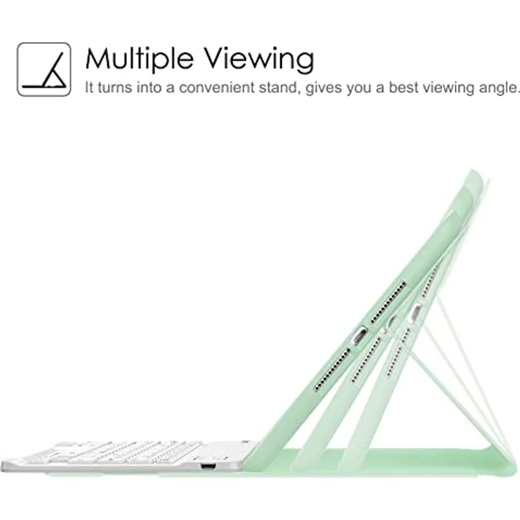 Fintie Tastatur Hülle für iPad 9.7 2018 (6. Generation), Soft TPU Rückseite Gehäuse Keyboard Case mit eingebautem Pencil Halter, magnetisch Abnehmbarer QWERTZ Bluetooth Tastatur, Grün – Bild 4