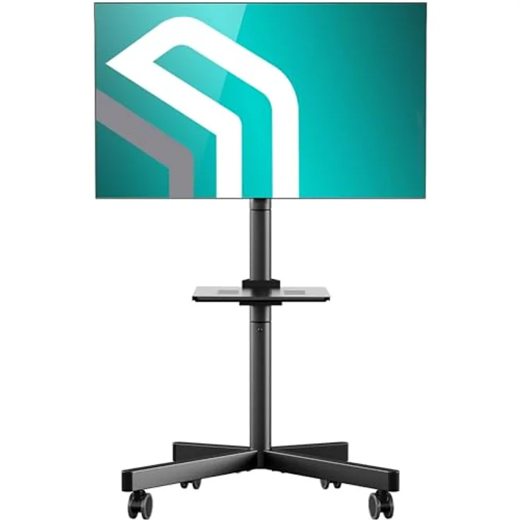 ONKRON TV Ständer rollbar für 23-60 Zoll Bildschirm bis zu 40 kg, höhenverstellbar Schwarz TS1137-B