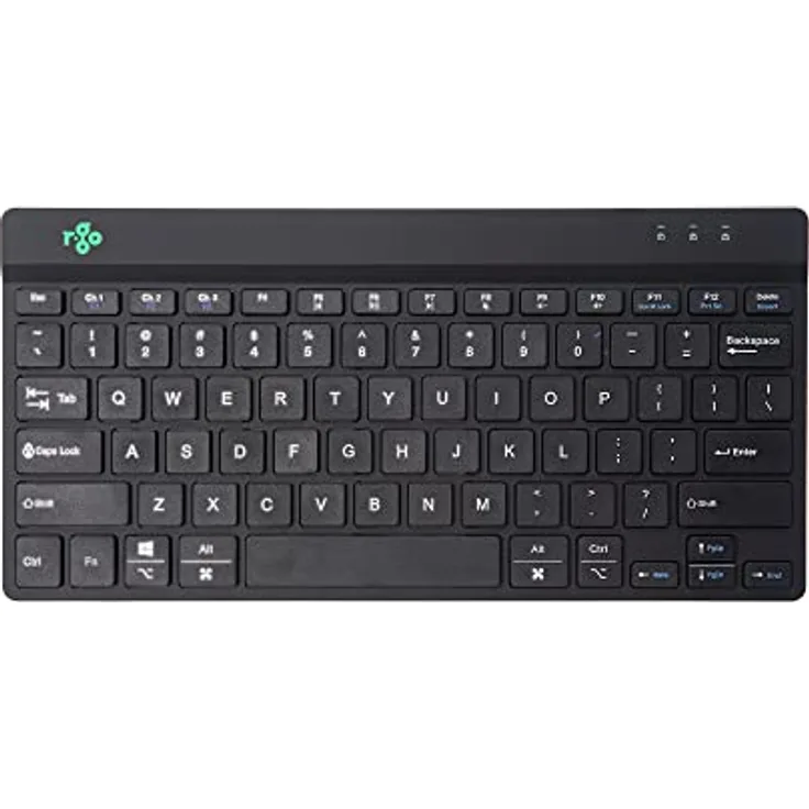R-Go Compact Break Tastatur, QWERTY US Layout, Mit Pausenanzeige, Ergonomische flaches Design, Bluetooth 5.0 Kabellos, Schwarz, Kompatibel mit Windows/Microsoft/Linux/Mac