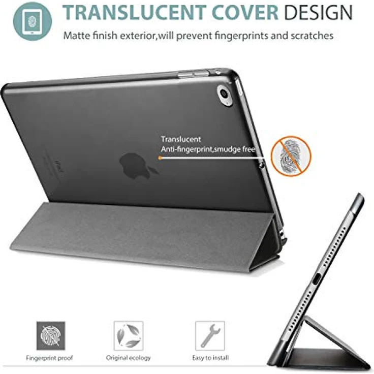 ProCase Hülle für iPad Air 2 (A1566/A1573), Leichte Stand Schutzhülle mit Translucent Frosted Rückseite, Automatischer Schlaf/Aufwach-Funktion - Metallic – Bild 3