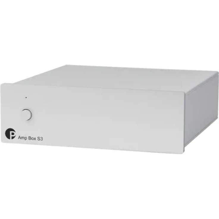 Pro-Ject Amp Box S3, Mikro-audiophiler Stereo-Endverstärker mit 2 x 50 W, Triggeranschluss, Silber