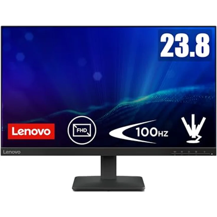 Lenovo L24-4e, 23.8" Full HD WLED Monitor, 1920x1080, 100 Hz, 4ms Reaktionszeit, IPS-Panel, HDMI & VGA, entglare, raven schwarz – Bild 1