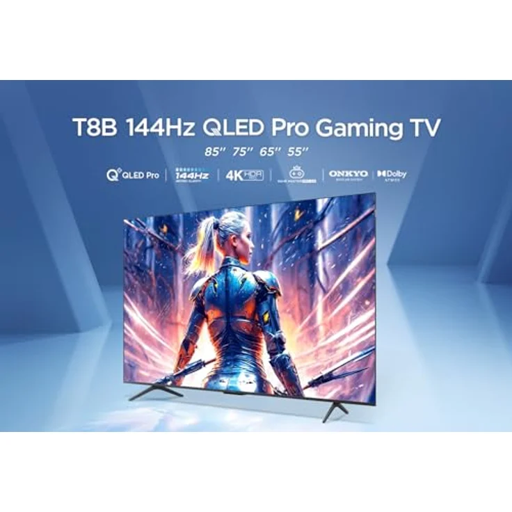 TCL 75T8B 75-Zoll QLED Pro 144Hz Onkyo Gaming Fernseher, 4K UHD, HDR Pro, Google TV (Dolby Vision IQ & Atmos, Motion Clarity, Sprachsteuerung, Kompatibel mit Google Assistant & Alexa) – Bild 2