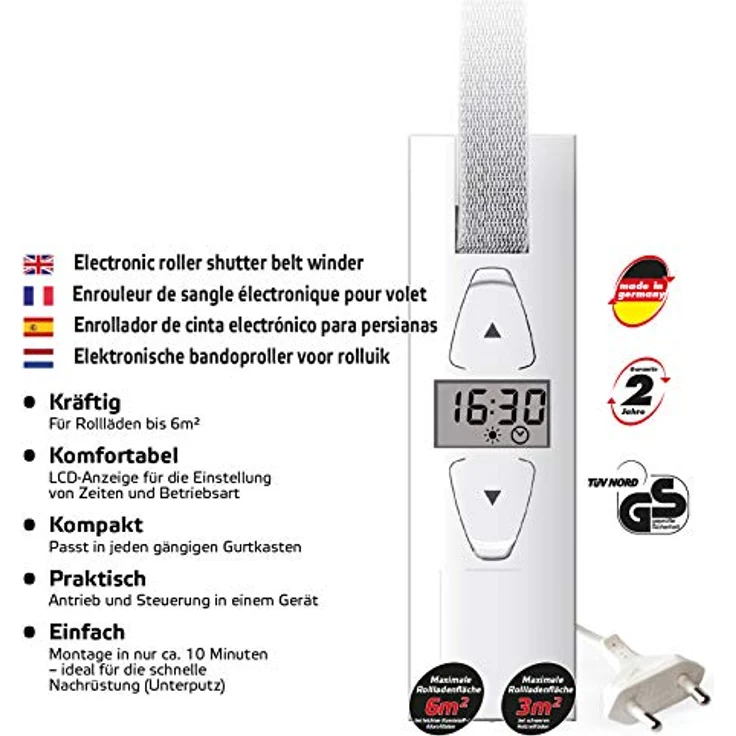 SuperRollo Professional SR10250 GW250 Elektrischer Gurtwickler 23 mm Zugkraft (max.) 45 kg Unterputz – Bild 3