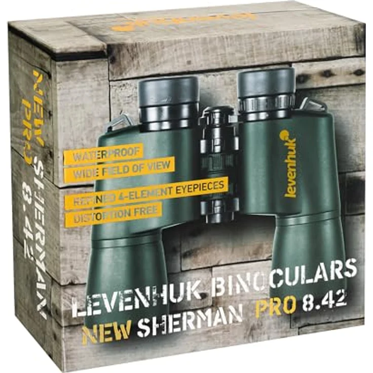 Levenhuk New Sherman PRO 8x42 Fernglas, wasserdichtes Outdoor-Fernglas mit BaK4-Optik, olivgrün/schwarz – Bild 8