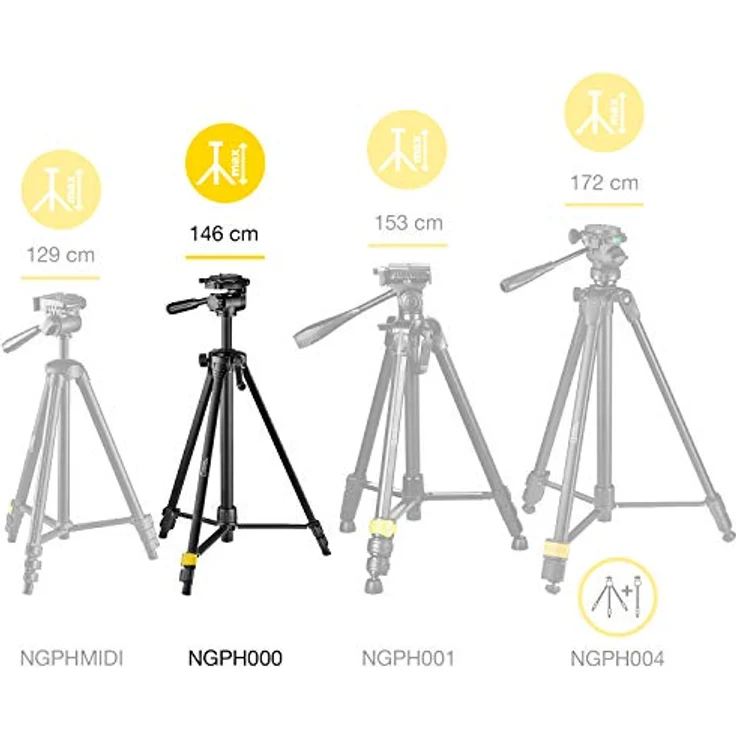 National Geographic Fotostativ-Kit, medium, 3-Wege-Kopf, Schnellwechselplatte, 3 Beinsegmente, Klemmverschluss, Kurbelmittelsäule, trägt bis zu 1.5 kg, Aluminium, für Canon, Nikon, Sony, NGHP00 – Bild 8