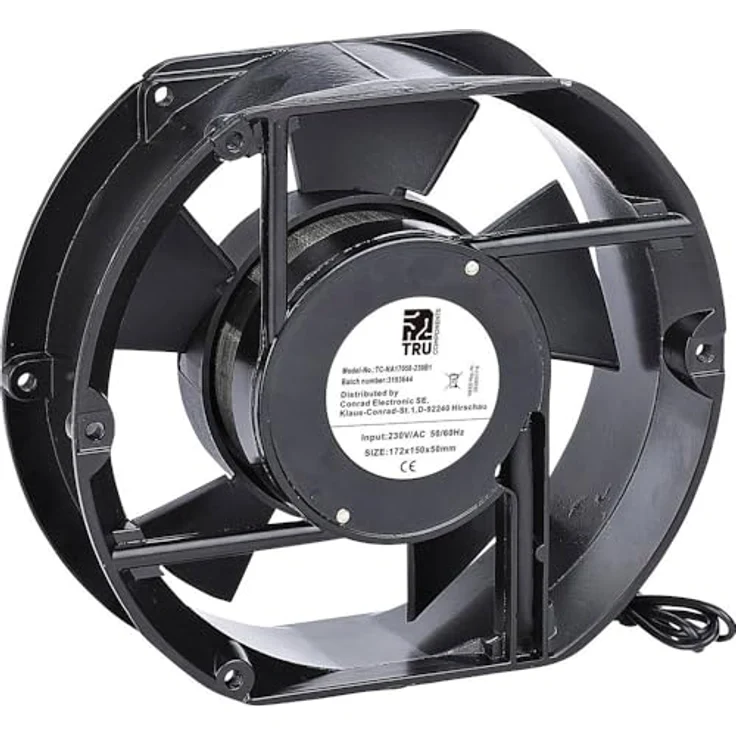TRU COMPONENTS Axialventilator TC-NA17050-230B1 230V/AC 299m³/h (LxBxH) 172x150x50mm, Gehäuselüfter in Schwarz – Bild 2