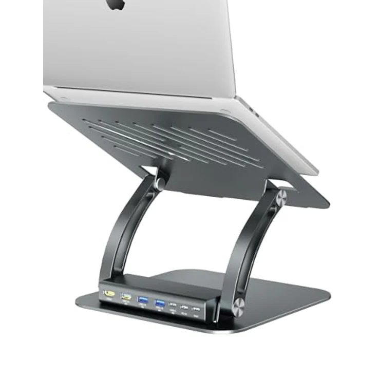 EXSYS EX-1224HM Laptopständer mit abnehmbarer 7-in-1 USB-C Dockingstation, Aluminiumdruckguss-Gehäuse, USB-C PD Ladefunktion bis 100W – Bild 2