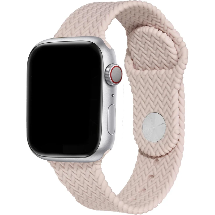 iMoshion Geflochtenes Silikonarmband für Apple Watch, 38/40/41/42 mm, Rosa, Wasserfest und schnell trocknend mit Edelstahl-Stiftschließe