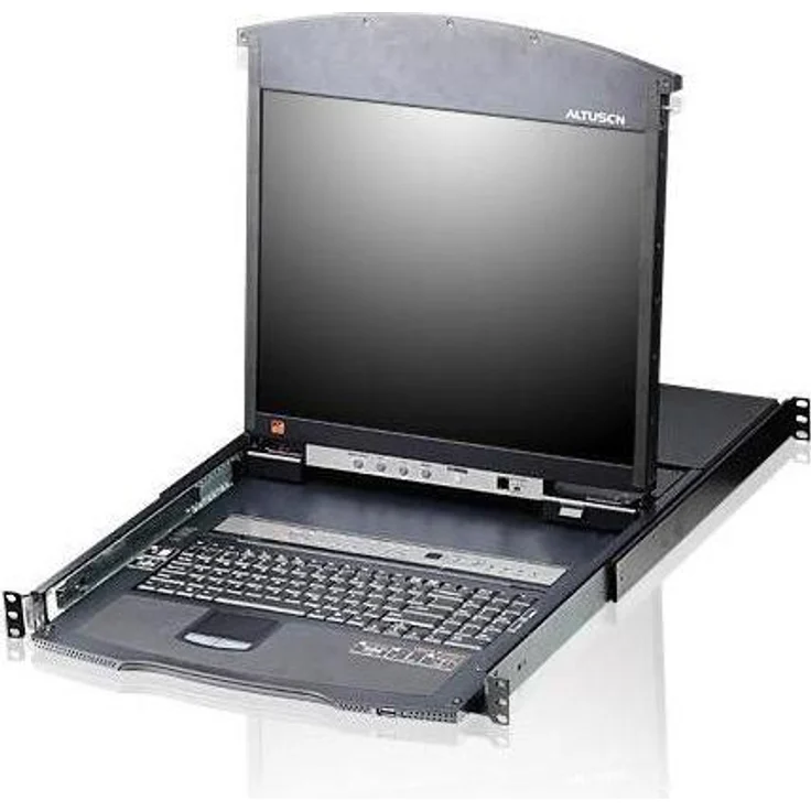 Aten KL1516AN IT Cat.5 KVM-Switch, 16-Port, 19"-LCD mit Dual-Rail und IT-Layout, schwarz