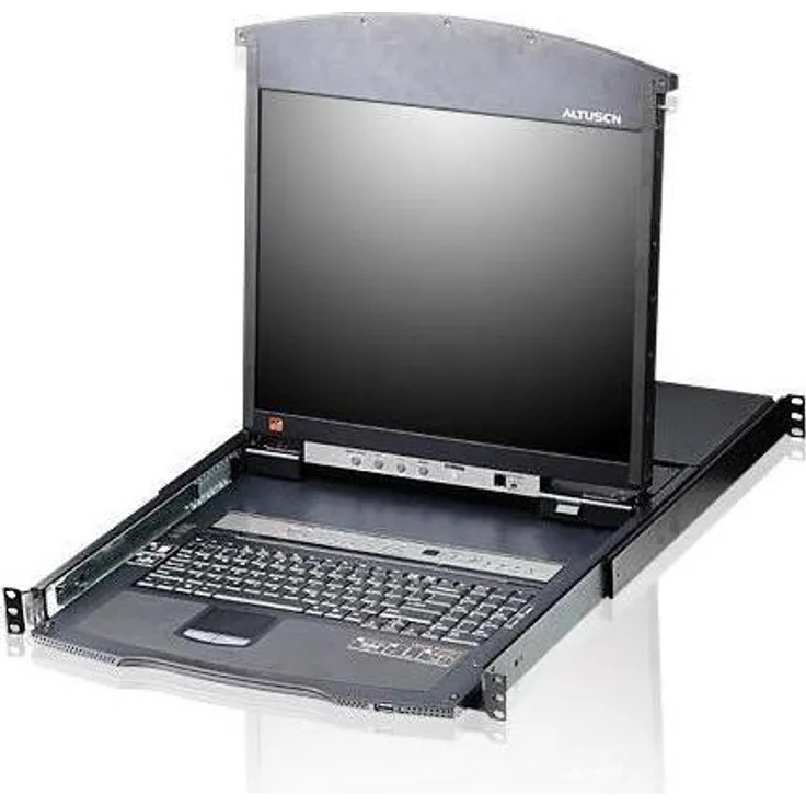 Aten KL1516AN IT Cat.5 KVM-Switch, 16-Port, 19"-LCD mit Dual-Rail und IT-Layout, schwarz