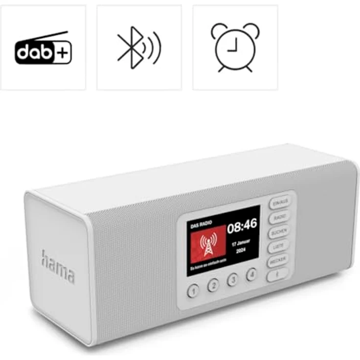 Hama Digitalradio DR2002, FM/DAB/DAB+/Bluetooth® RX, Radiowecker, Stereo, Weiß – Bild 2