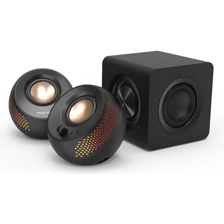 CREATIVE Pebble X Plus 2.1 USB-C-Computerlautsprecher mit Subwoofer, RGB-Beleuchtung, schwarz