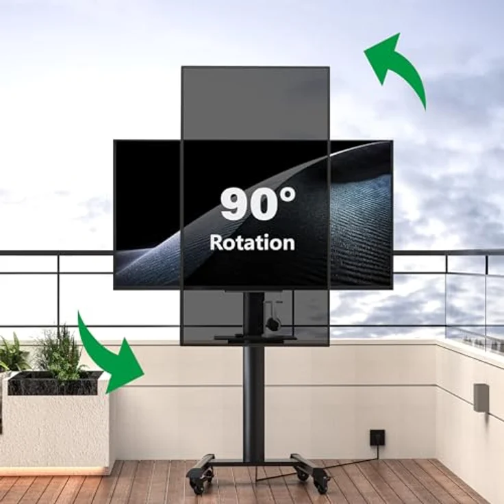 XTRARM Proton 500 mobiler TV Ständer, Schwarz, bis 211 cm Höhe, viele VESA-Größen, TV 37-70 Zoll / 40 kg – Bild 5