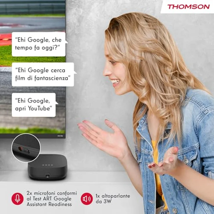 Thomson Streaming Box Plus 270, Android TV (Googlecast, Bluetooth, IR Remote Control, HDMI, WiFi, H.264, HEVC H.265), 4K Streaming, Dolby Atmos & Vision, Far-Field-Sprachassistent, Find My Remote - 32 GB, Schwarz – Bild 5