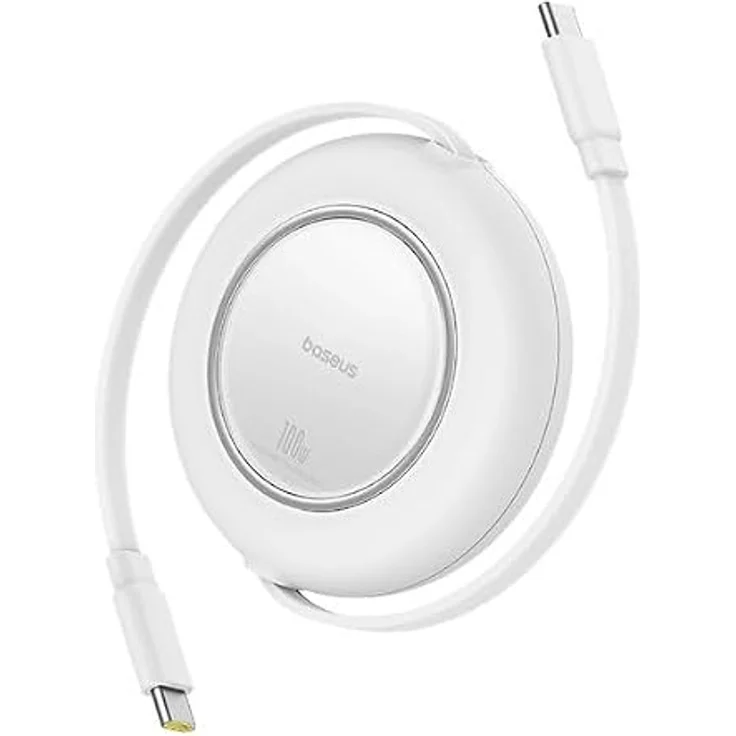 Baseus Free2Pull Mini 100W, 2m USB-C Kabel mit automatischem Rückzug, Weiß – Bild 2
