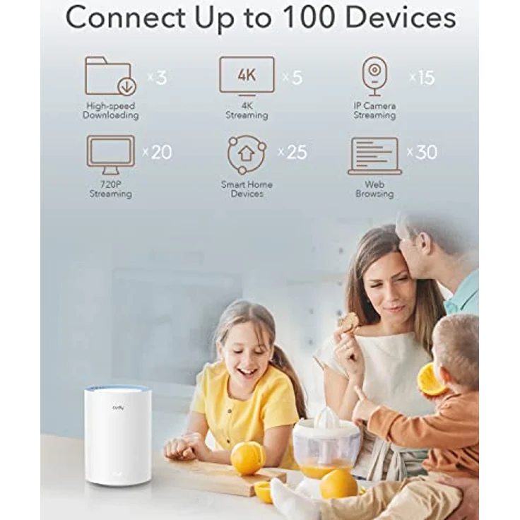 Cudy AC1200 Whole Home Mesh-WLAN-System, AC1200 Dualband-WLAN-Router, Range Extender, VPN, DNS über TLS, IPv6, DDNS, M1200 2er-Pack – Bild 2