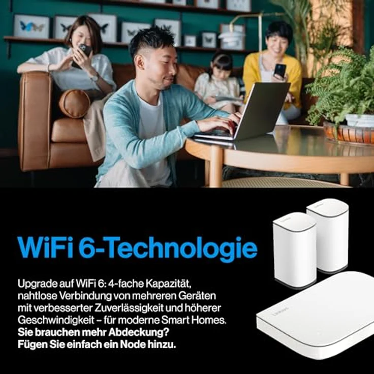 Linksys Velop Micro 6, Dual-Band Mesh-WLAN-System, WiFi 6-Router mit bis zu 3 Gbit/s für 465 m², 3er Pack, ersetzt Router und Extender – Bild 5