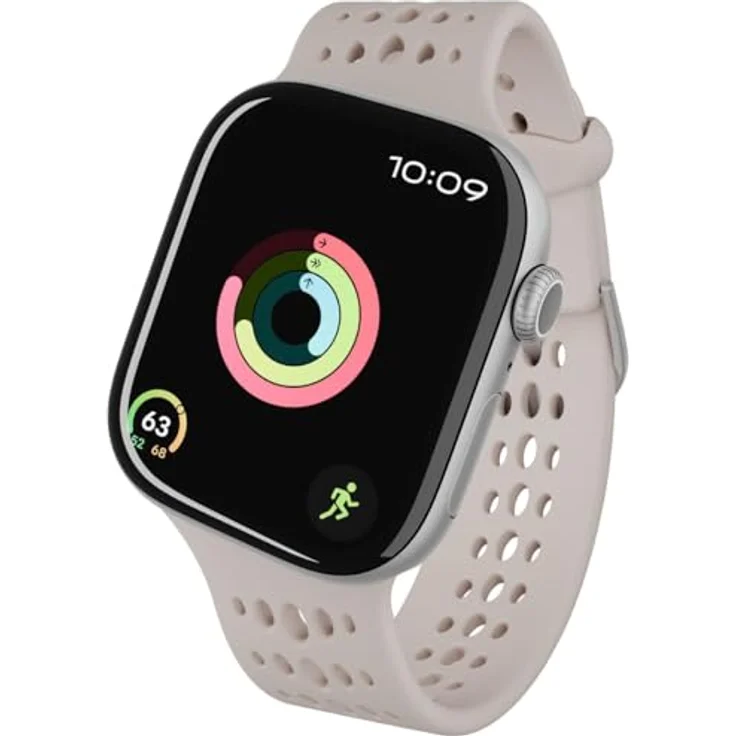 Decoded Ares O Silikonarmband für Apple Watch 38–42 mm, perforiert, beige, ergonomische Schnalle für optimalen Komfort – Bild 2