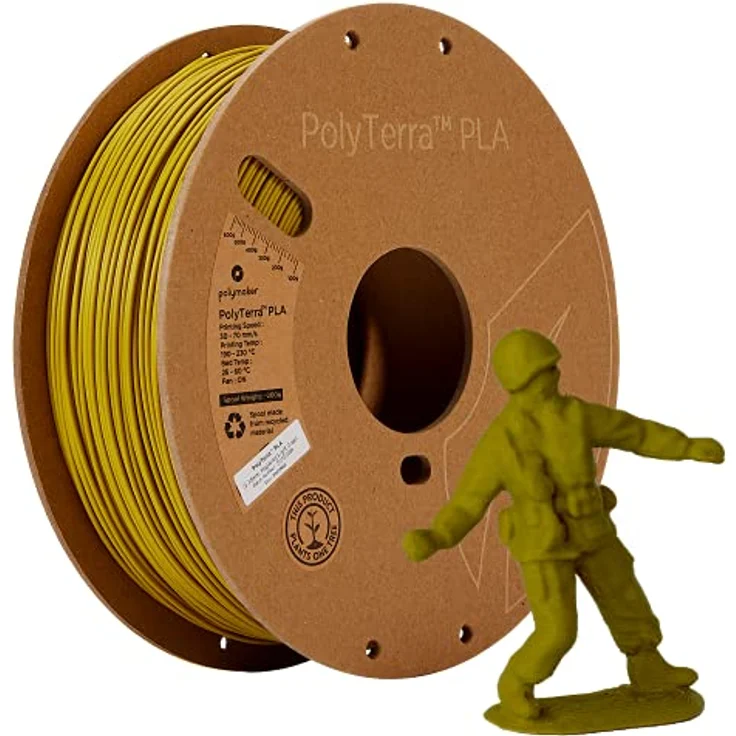 Polymaker PolyTerra PLA Army Light Grün, 3D-Druckfilament, 1.75mm, 1kg, hohe Druckqualität – Bild 1