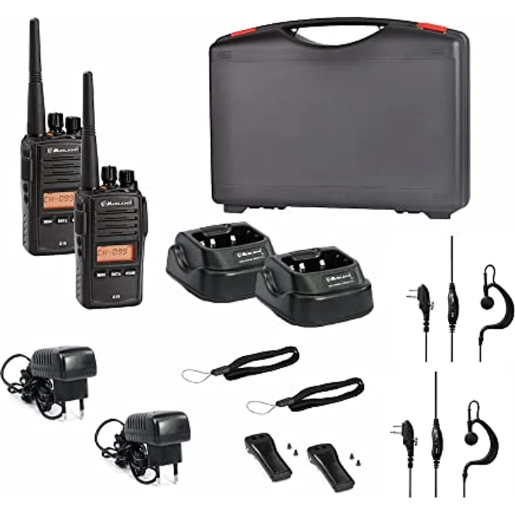 Midland G18 Pro 2er Kofferset, PMR446-Funkgeräte mit Militärstandard MIL-STD-810G, hohe Sendeleistung, inkl. MA 27-M Headsets, schwarz – Bild 2