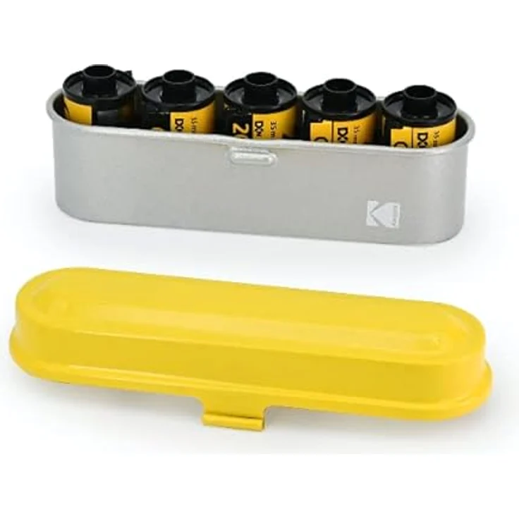 KODAK Film Case Filmkoffer, kompakter Retro-Stahlkoffer für 5 Rollen à 35 mm Folien, gelb – Bild 1
