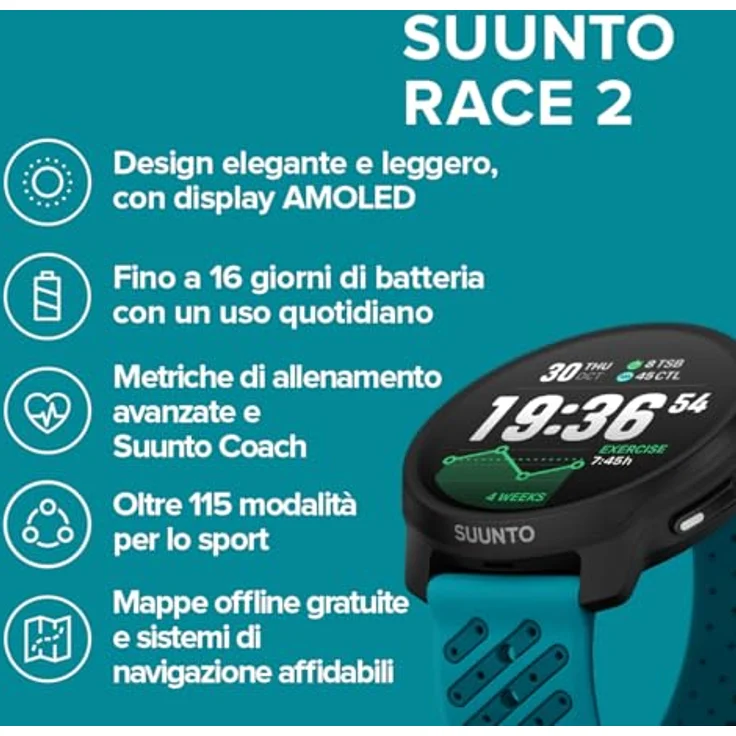 Suunto Race 2, 49 mm Smartwatch mit Edelstahlgehäuse, AMOLED-Display, GPS und Herzfrequenzmessung – Bild 2