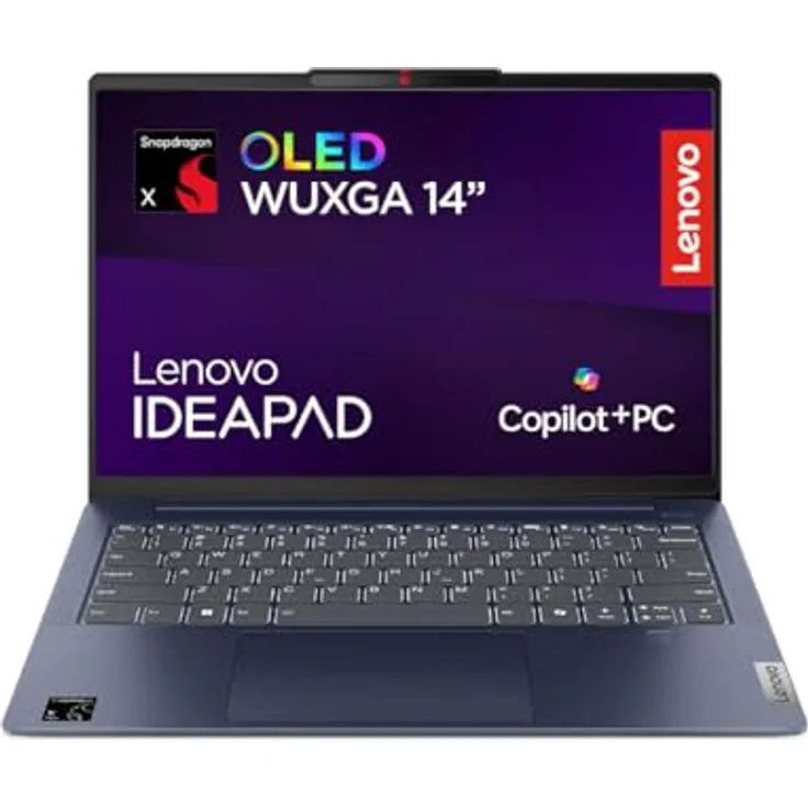 Lenovo IdeaPad Slim 5X Laptop | 14" WUXGA OLED Display | Snapdragon X X1-26-100 | 16GB RAM | 512GB SSD | Qualcomm Adreno GPU | Win11 | QWERTZ Beleuchtet | Farbe Abyss Blue | 3 Monate Premium Care