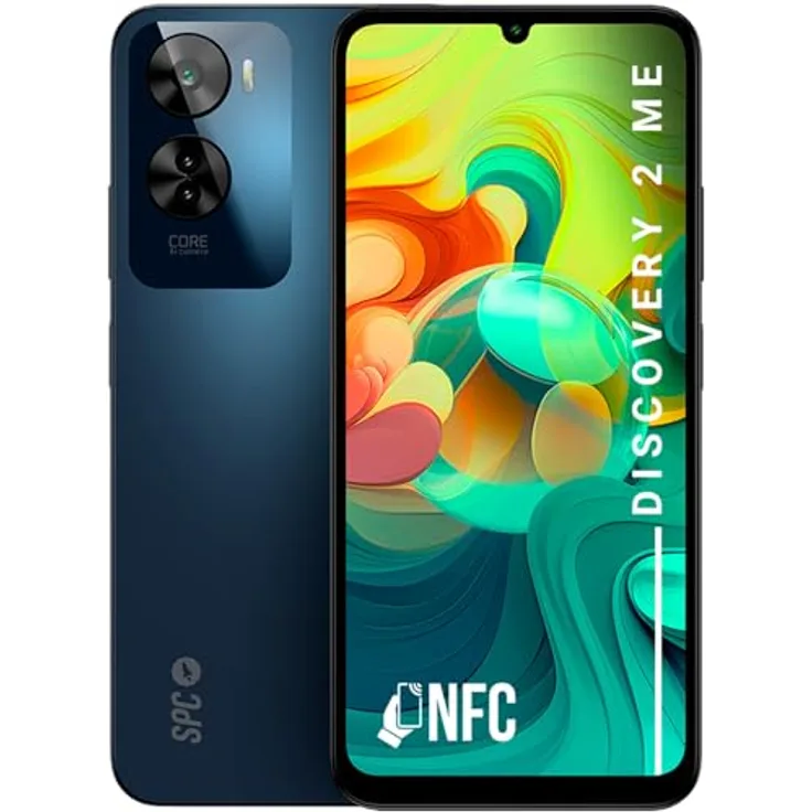 SPC Discovery 2 ME – Smartphone 6,75" HD+, 6GB RAM, 256GB interner Speicher, Triple AI Kamera, NFC, 5000 mAh Schnellladung 18W, Mobiltelefon Android 14, biometrische Entsperrung – Deep Sky