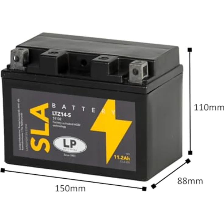 Landport AGM SLA 12V 11,2Ah Motorradbatterie MS LTZ14-S, wartungsfrei, hohe Kaltstartleistung, flexibel installierbar – Bild 8