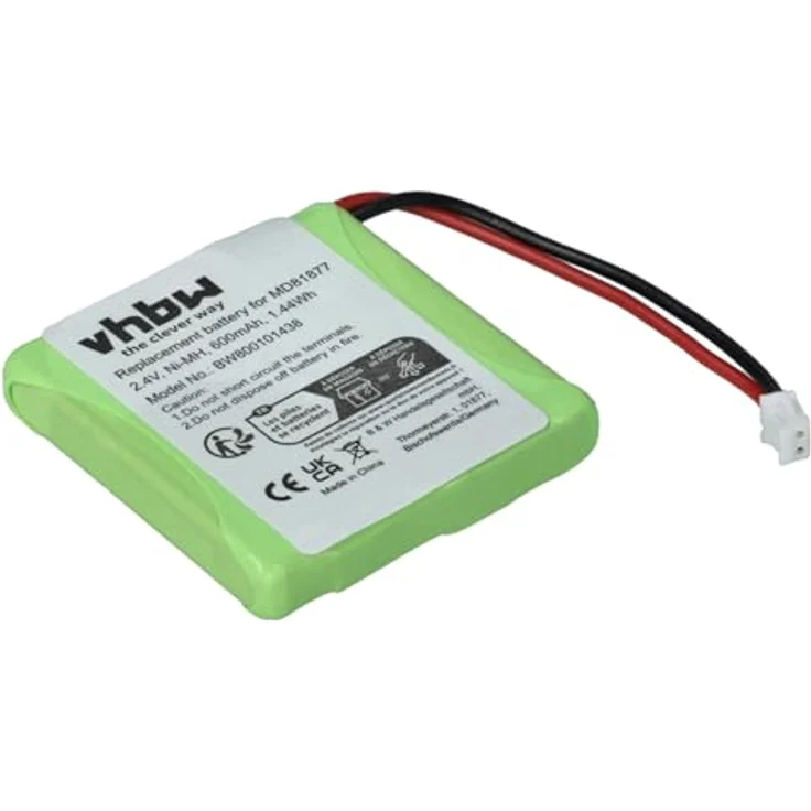 vhbw 2x NiMH Akku Set 600mAh (2.4V) für schnurlos Festnetz Telefon Medion Life S63006, S63008, S63022, Slim 500, X680 wie 5M702BMX, GP0827, GPHP70-R05 – Bild 9