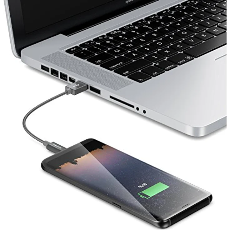 deleyCON 15cm USB-C Kabel, Ladekabel mit Schnellladefunktion, Nylon ummantelt und Metallstecker, Grau, kompatibel mit Apple, Samsung, Google, Huawei, Xiaomi, Laptop, PC – Bild 4