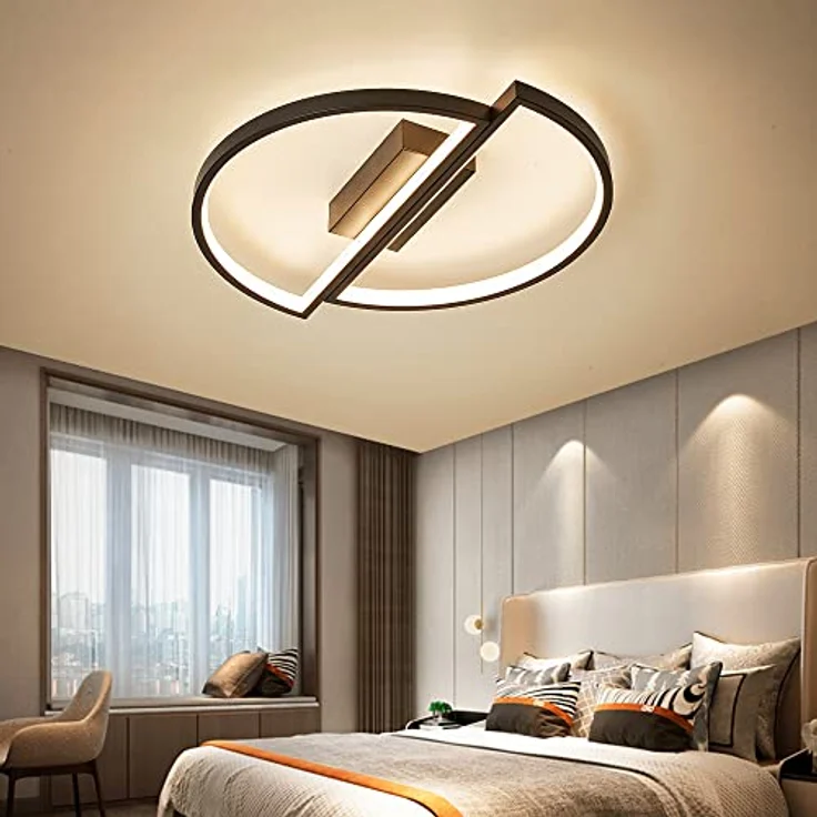 Eurotondisplay LED Deckenleuchte Deckenlampe SX87 mit Fernbedienung Lichtfarbe/Helligkeit einstellbar dimmbar weiß schwarz lackierte MetallrahmenLED Schlaffzimmerleuchte ceiling light (SX8719B Ø 45cm) – Bild 1