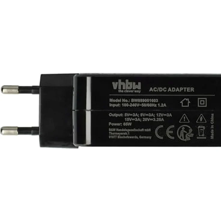 vhbw Netzteil für Xiaomi Air 13, AC/DC Adapter mit Euro-Stecker, schwarz, 5-20V/3A – Bild 5