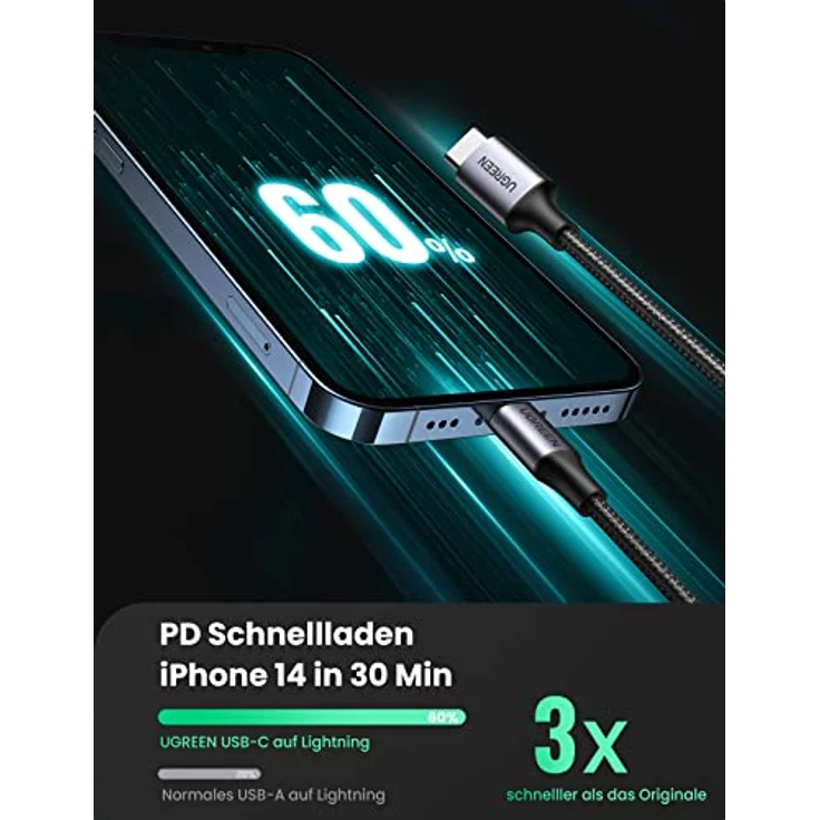 Ugreen Lightning to Type-C Cable 2m black – Bild 2