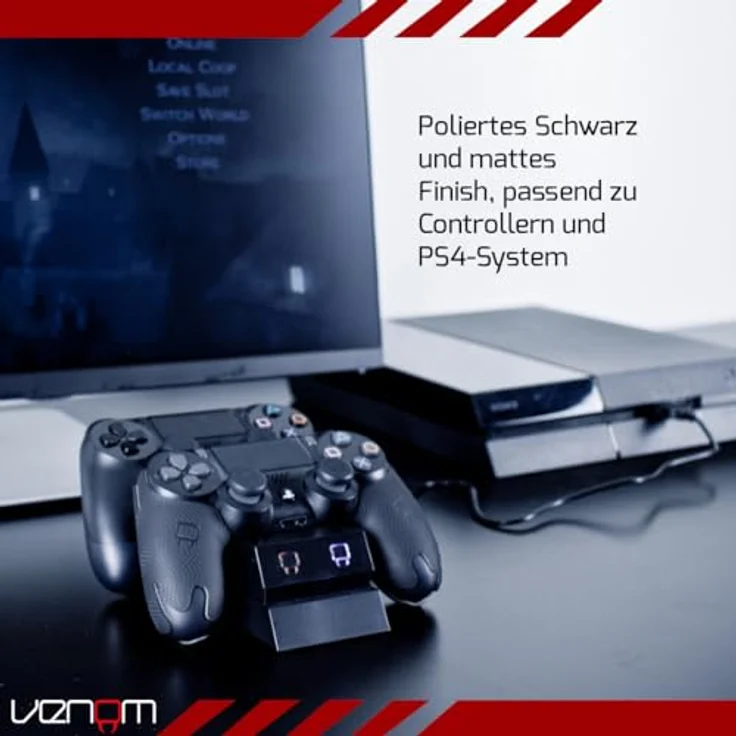 Venom Twin Docking Station, lädt zwei Dualshock 4 Controller gleichzeitig ohne Kabel, mit LED Anzeige - Playstation 4 – Bild 6