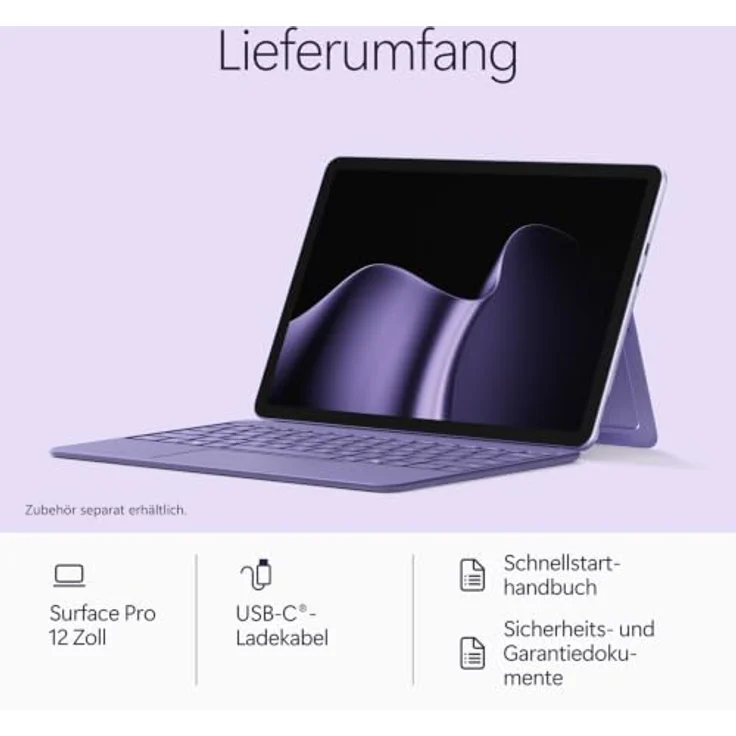 Microsoft Surface Pro 12" 2. Generation - EP2-74799, 12" Touchscreen, Snapdragon X2 Plus, 16GB RAM, 512GB UFS, Windows 11 Home, violet – Bild 6