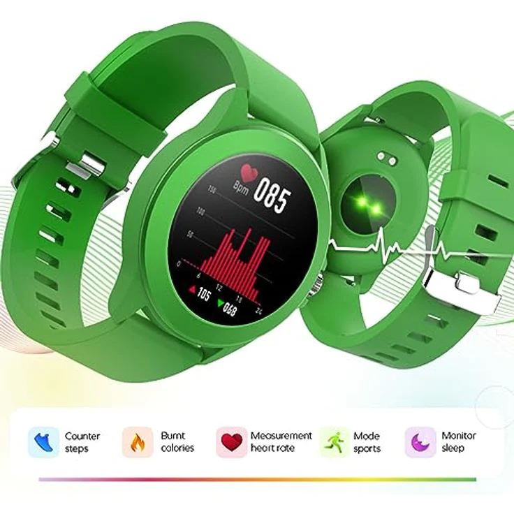FOREVER Colorum CW-300 Smartwatch Tracker Wasserdicht IP68 Multi-Sport-Funktion Armband Uhr Bluetooth, Benachrichtigungen aus der App, Musiksteuerung für Android iOS Grün – Bild 8
