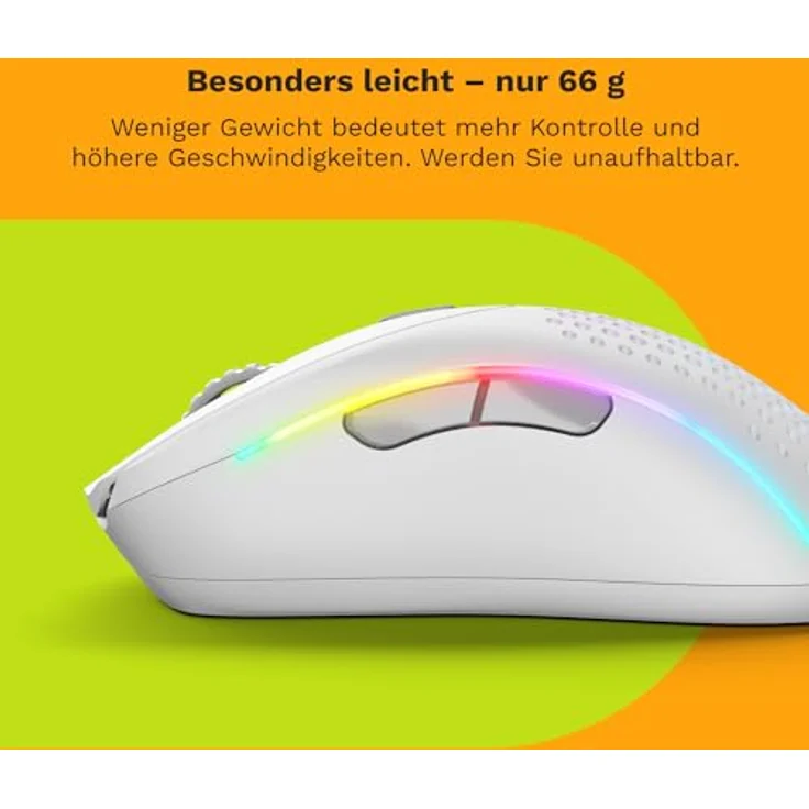 Glorious Gaming Model D 2 Wireless Gaming Mouse - superleicht 66g, bis zu 210h Batterie, 26K Opt. Sensor, 6 program. Tasten, 80 Millionen Klicks, FPS, MMO, MOBA - Mattweiß – Bild 5