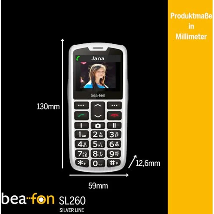 Beafon SL260 4G Smartphone, 5,59 cm (2.2 Zoll), TFT, 16GB, Single SIM, Schwarz/Silber – Bild 7